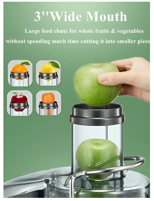 Stainless Steel 800W Juicer Machine with Large 3" Chute for Whole Fruits & Vegetables!