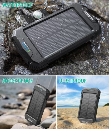 Wireless + Solar Portable Charger W/ Flashlight