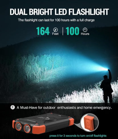 Wireless + Solar Portable Charger W/ Flashlight